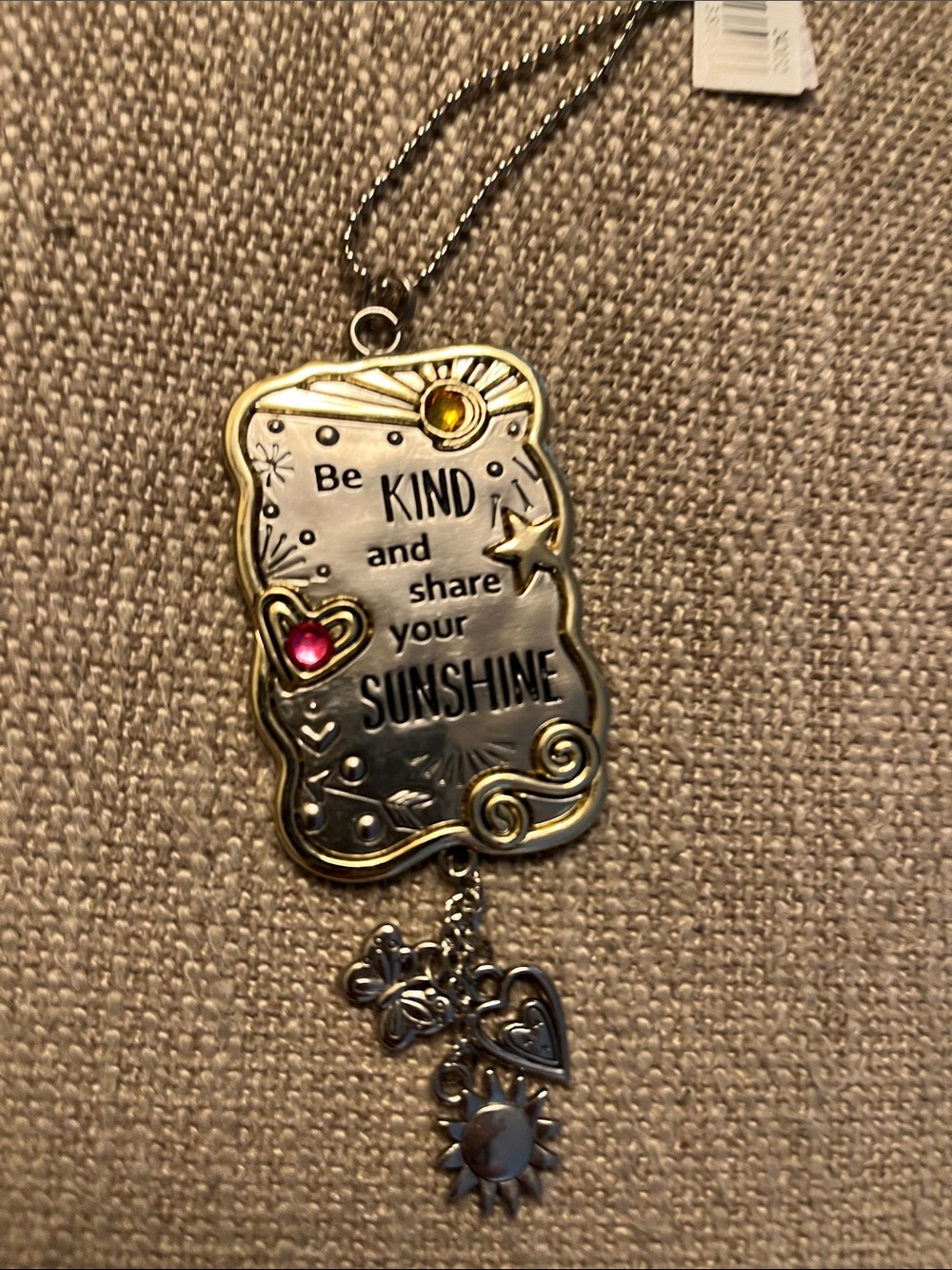 Inspirational 'Be Kind and Share Your Sunshine' Silver & Gold Pendant Necklace